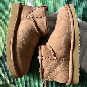 Cognac Sherpa Ankle Booties